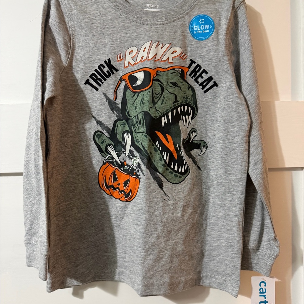 Carter's Gray 'Trick Rawr Treat' Dinosaur Tee